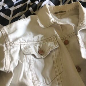 Free People white denim jacket size L